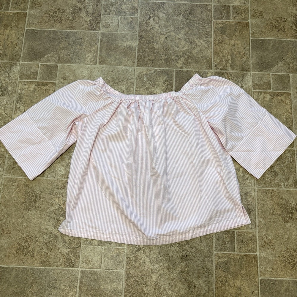 NWT Free Assembly Pink & White Striped Off The Shoulder Top XL Nautical Romantic